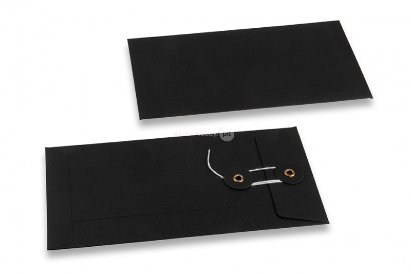 Kuverter med snøreluk - 110 x 220 mm, sort