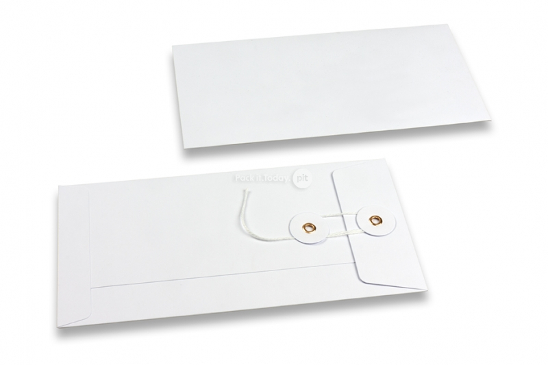 Kuverter med snøreluk - 110 x 220 mm, hvid