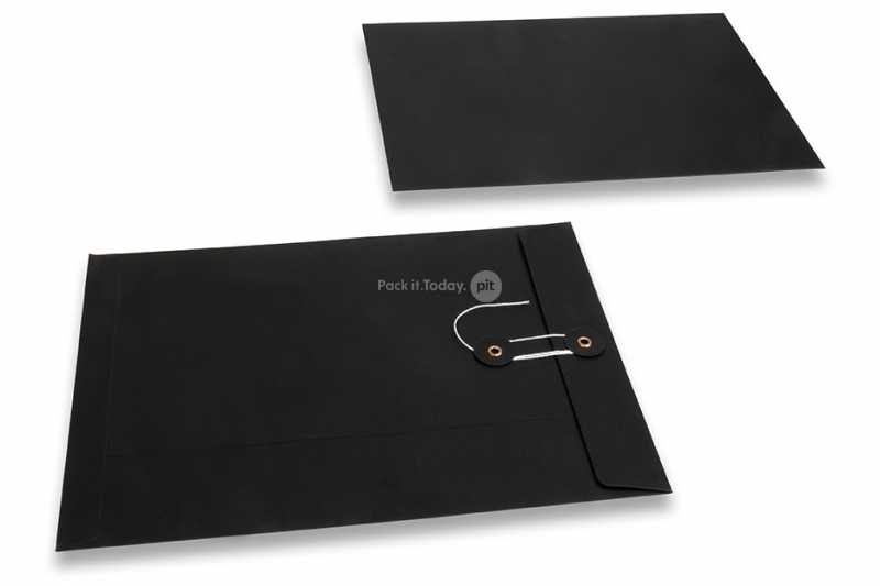Kuverter med snøreluk - 229 x 324 mm, sort