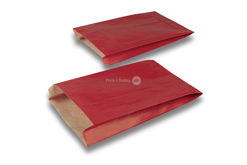 Farvede papirsposer - rød, 150 x 210 x 40 mm