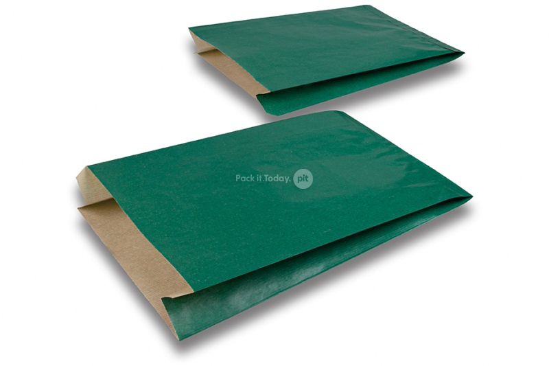 Farvede papirsposer - mørkegrøn, 200 x 320 x 70 mm