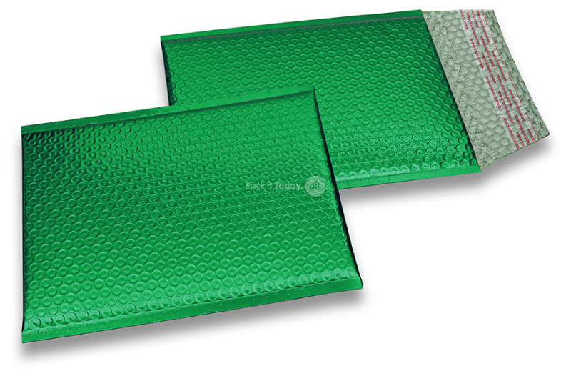 ECO boblekuvert af metallisk plast - grøn 180 x 250 mm