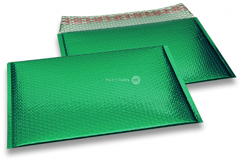 ECO boblekuvert af metallisk plast - grøn 235 x 325 mm