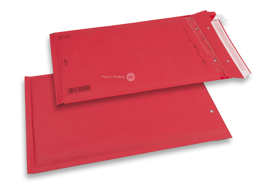 Farvet boblekuvert af papir - Rød, 80 g 230 x 324 mm