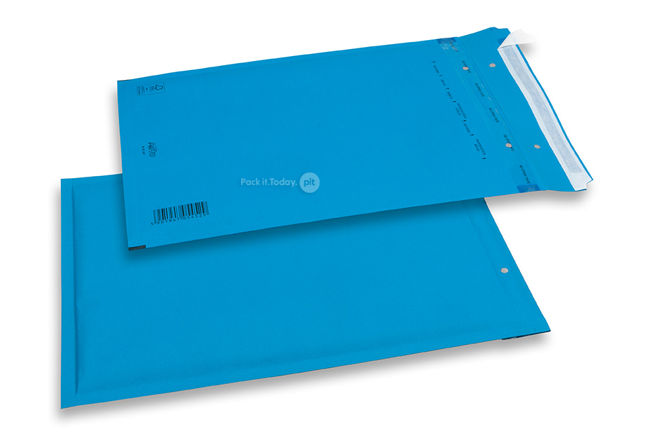 Farvet boblekuvert af papir - Blå, 80 g 230 x 324 mm