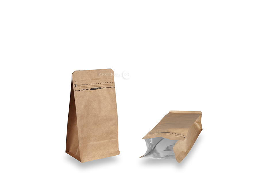 Ståposer med blokbund - brun, 500 ml / 250 gram malet kaffe
