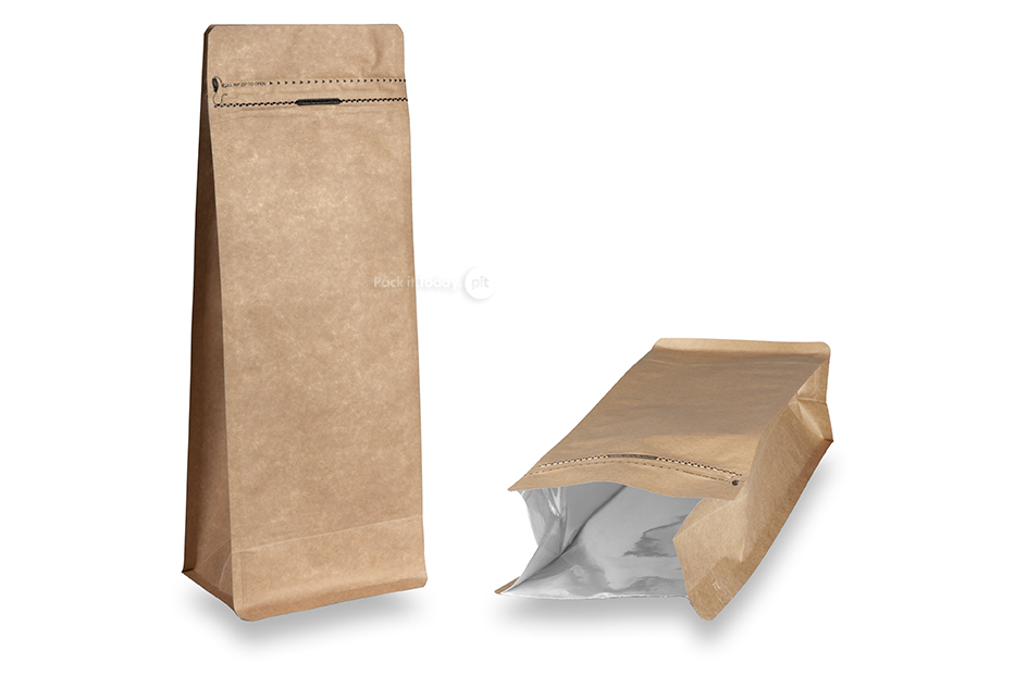 Ståposer med blokbund - brun, 2000 ml / 1000 gram malet kaffe