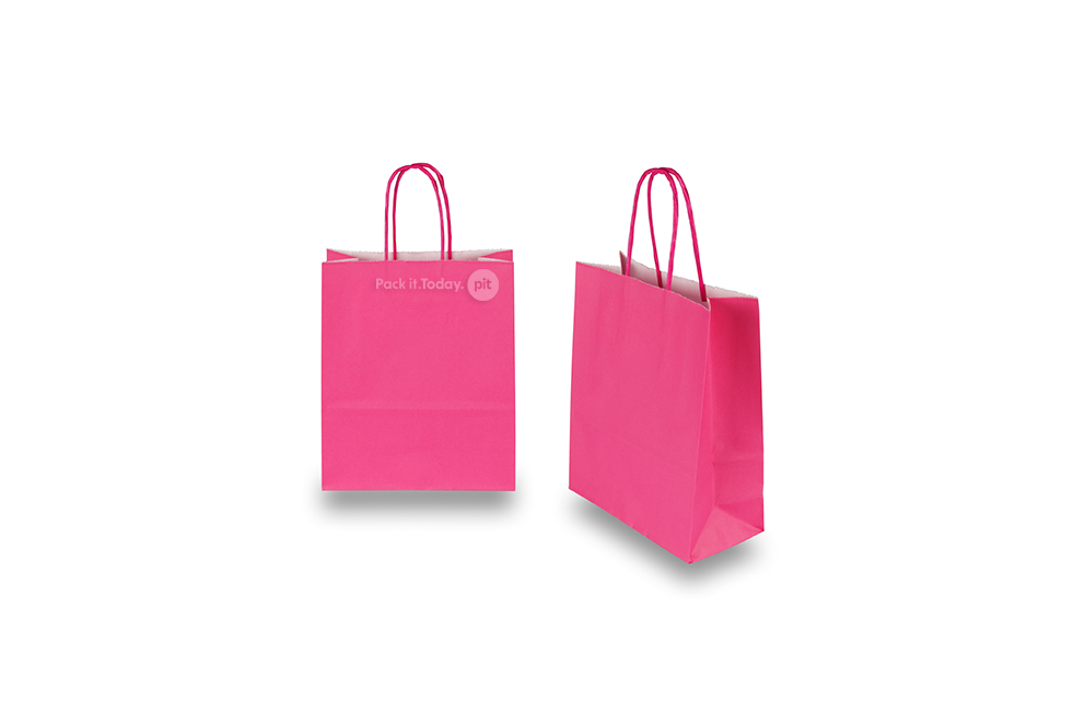 Papirsposer med hank snoet - lys rosa, 180 x 80 x 220 mm, 90 g