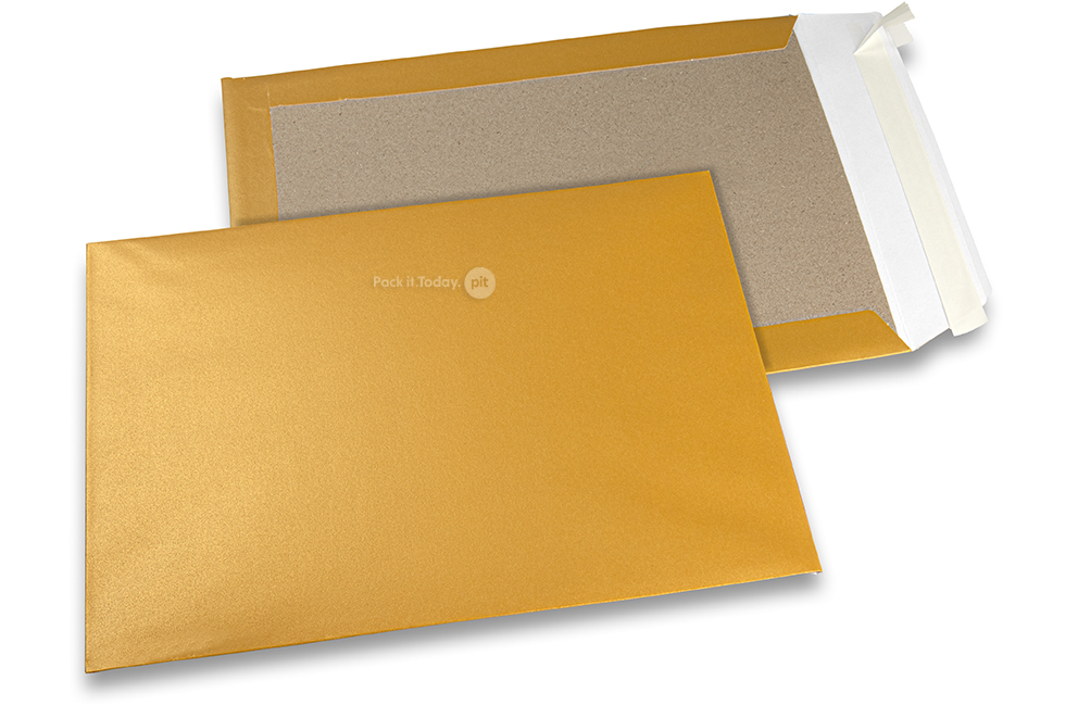 Farvede kuverter med karton på bagsiden - Guld, 229 x 324 mm